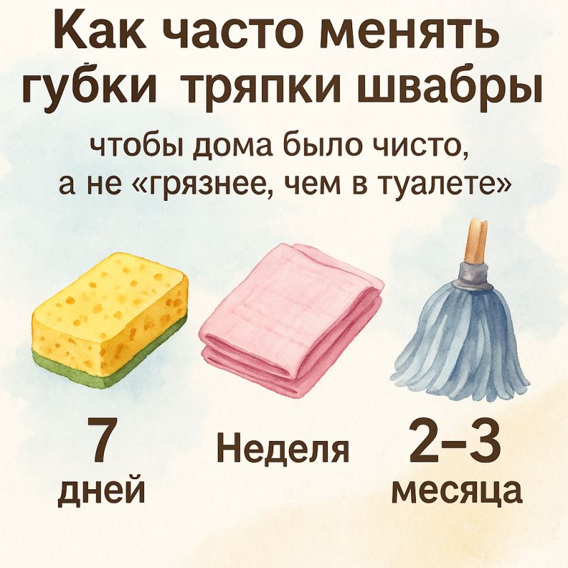 Чистота под контролем: как часто менять губки, тряпки и швабры для здоровья вашего дома